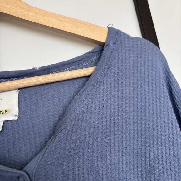 Offline by Aerie Waffle Henley T-Shirt in Blue Size XL oversized Athleisure Top - Picture 3 of 11